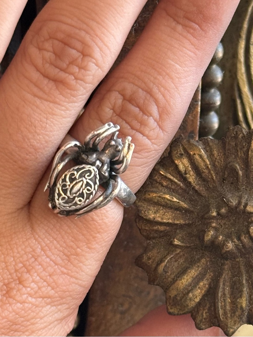 Sterling Silver Black Widow Ring - Silver Women’s Statement Ring